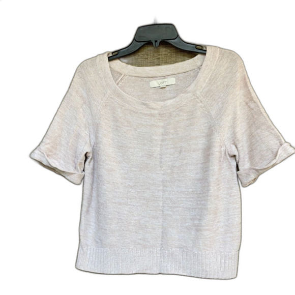 Ann Taylor LOFT linen cotton blend sweater top with metallic effect - Picture 1 of 7